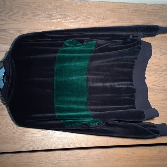 Honors pristine vintage crushed velvet track jacket navy blue emerald green XXL - Picture 6 of 8